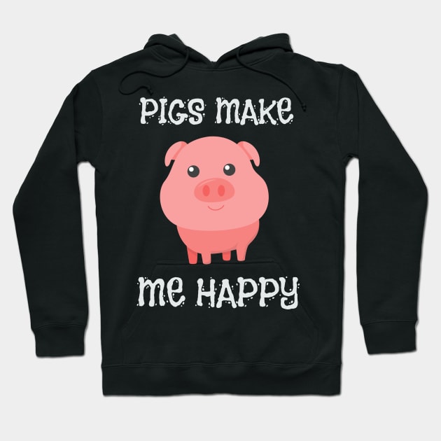 Adorable Pigs Make Me Happy Cute Piglet Pig Girl Hoodie by theperfectpresents